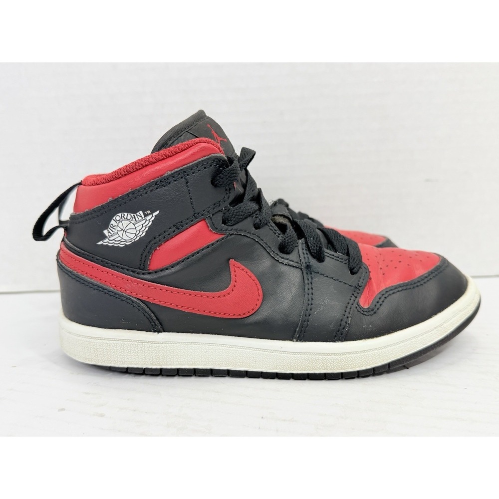 Nike Air Jordan 1 Mid Bred Twist Black Red GS Youth 2Y DQ8424-067